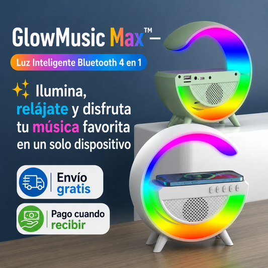 GlowMusic Max™ — Luz Inteligente Bluetooth 4 en 1 -  ✨ Ilumina, relájate y disfruta tu música favorita en un solo dispositivo