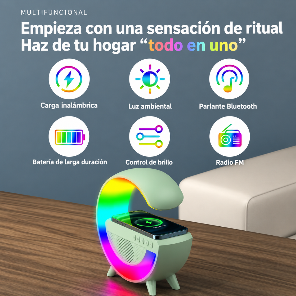 GlowMusic Max™ — Luz Inteligente Bluetooth 4 en 1 -  ✨ Ilumina, relájate y disfruta tu música favorita en un solo dispositivo