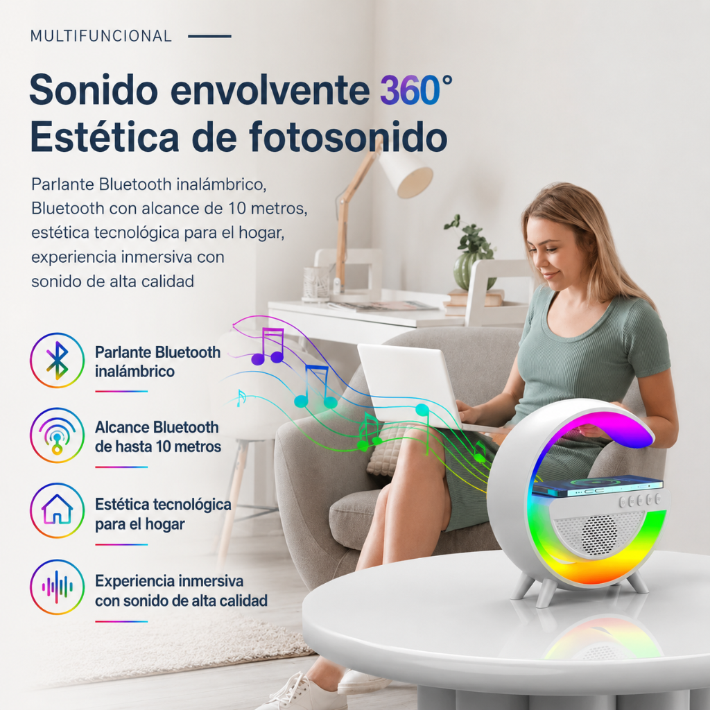 GlowMusic Max™ — Luz Inteligente Bluetooth 4 en 1 -  ✨ Ilumina, relájate y disfruta tu música favorita en un solo dispositivo