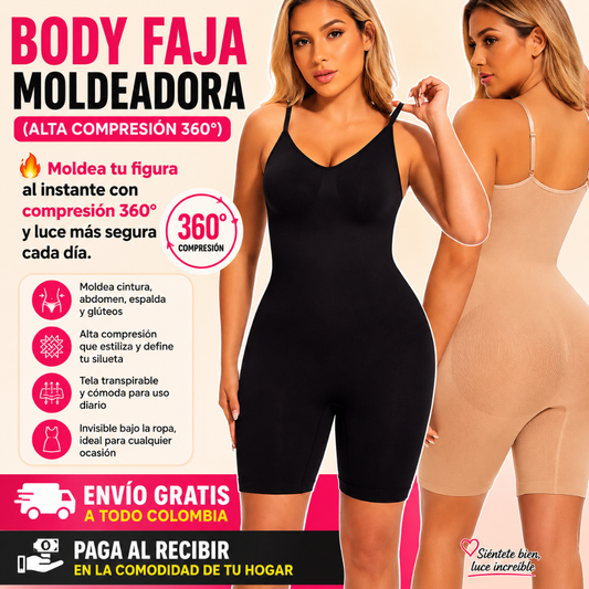 Body Faja Moldeadora (Alta Compresión 360°) 🔥 Moldea tu figura al instante con compresión 360° y luce más segura cada día.