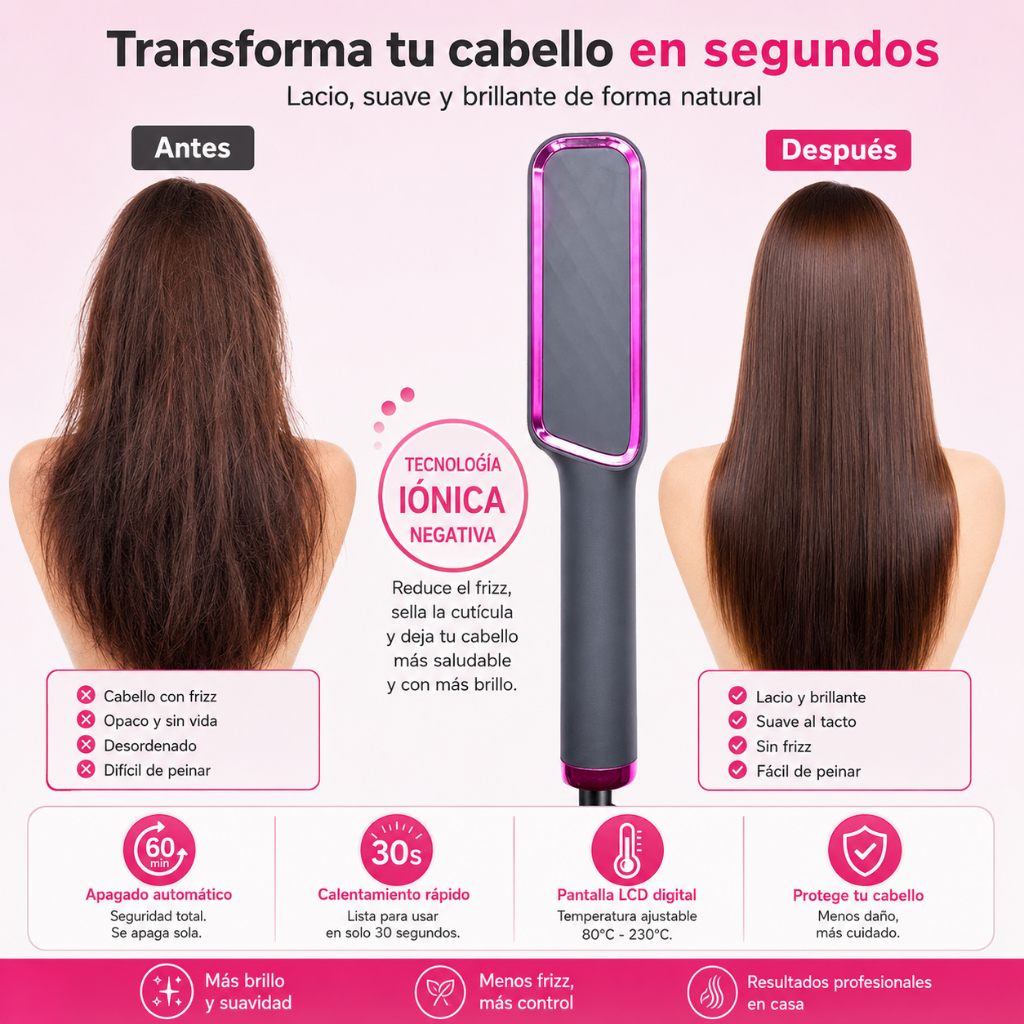 LissBella 3en1™ Cepillo alisador multifuncional para un look perfecto todos los días.