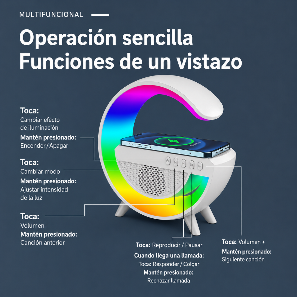 GlowMusic Max™ — Luz Inteligente Bluetooth 4 en 1 -  ✨ Ilumina, relájate y disfruta tu música favorita en un solo dispositivo
