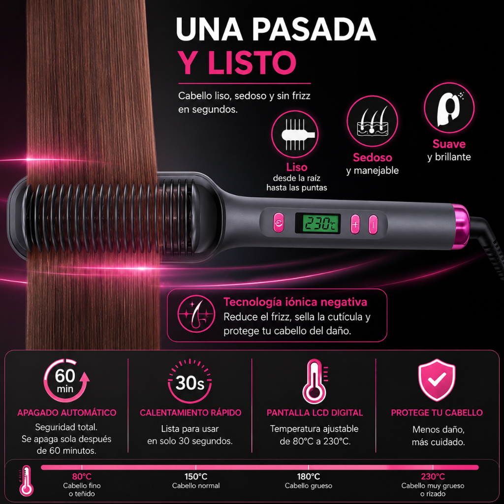 LissBella 3en1™ Cepillo alisador multifuncional para un look perfecto todos los días.