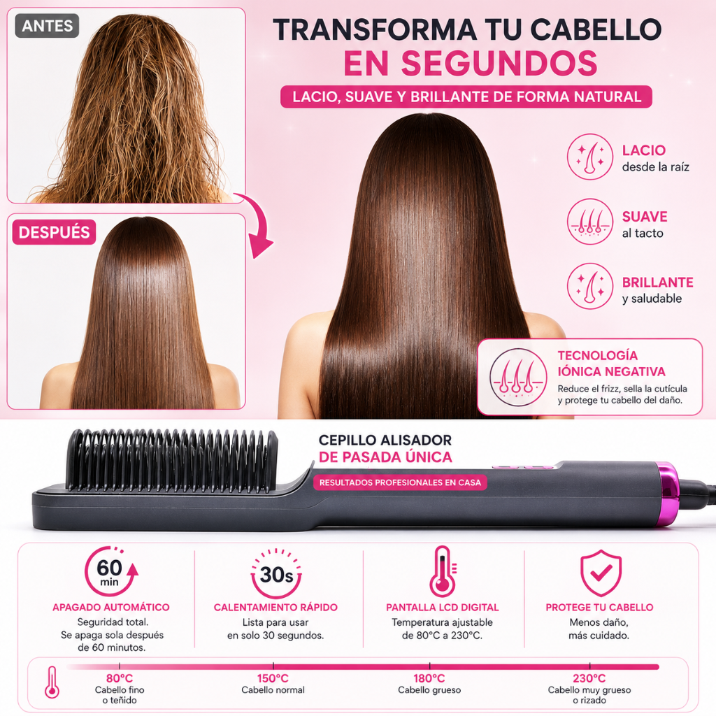 LissBella 3en1™ Cepillo alisador multifuncional para un look perfecto todos los días.