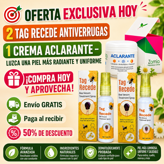 🎯 OFERTA EXCLUSIVA HOY 2 TAG RECEDE ANTIVERRUGAS 1CREMA ACLARANTE – LUZCA UNA PIEL MÁS RADIANTE Y UNIFORME